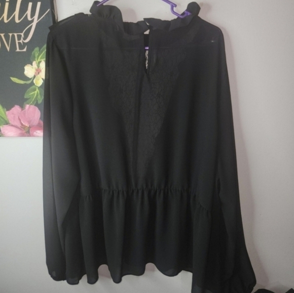 🍂🍁NWOT ASOS ALICE&YOU 20USHigh Neck Smock Top With Lace Insert - Picture 5 of 5